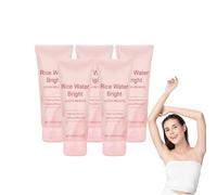 Nettoyant moussant éclat à l'eau de riz avec de la vraie poudre de riz - Nettoyant visage exfoliant doux pour peaux grasses, nettoyant hydratant à la mousse onctueuse pour femmes, 100g (5 pièces)