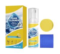 Nettoyant moussant multi-enzymes 4 en 1 | Nettoyant mousse multi-usages 60 ml | Mousse nettoyante intérieur voiture avec éponge et serviette | Spray nettoyante détachant puissant pour salle bain