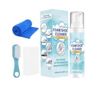 Nettoyant moussant pour chaussures - Mousse anti-taches avec serviette brosse - Soin doux et efficace pour chaussures en cuir, toile, maille et semelle en caoutchouc