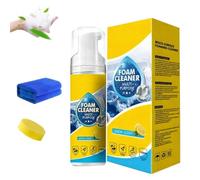 Nettoyant Mousse Puissant et Multifonctionnel pour Intérieur de Voiture, Spray Éliminateur de Taches Pénétrant Sans Rinçage, Nettoyant pour Cuir, Sièges de Voiture en Tissu (1 set)