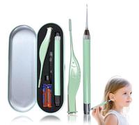 Nettoyant Oreille Fancysky, Cuillère de Nettoyant Oreille Lumineux avec Pince à Épiler Led + Tête de Cure-Oreille, Outil de Nettoyage d'Oreilles adapté Aux Enfants et aux Adultes (Vert)