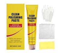 Nettoyant pour acier inoxydable - Pâte de nettoyage en profondeur - 60 g - Pour enlever le ternissement et le nettoyage de l'argent - Pour l'entretien et la restauration de l'argent, du chrome, du