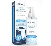 Nettoyant pour Appareils Auditifs Spray Brosse Intégrée Udinett 100ml - Nettoyage Quotidien Efficace - Formule Douce Hygiénisante Sans Alcool - Élimine le Cérumen et la Saleté