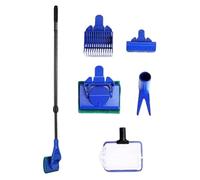 Nettoyant pour aquarium, Avec Manche Télescopique Long, Kit de nettoyage pour vitre d'aquarium, pour Algue de Paroi, Bac à Poisson, Reptile, Terrarium à Domicile