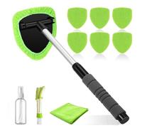 Nettoyant pour Pare-Brise,Nettoyage Pare Brise Kit,6 Nouveau Chiffons torsadés, Nettoyage de Pare-Brise avec Poignée Télescopique Kit d'Essuie-Glace Intérieur Automatique