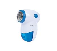 Clatronic TC 3758 Textil Mini Cleaner pour enlever efficacement Les Peluches et Les Petits Bouloches, Lame en Acier Inoxydable à 3 Niveaux, Petit et maniable, Blanc/Bleu, 52 x 98 x 74 mm