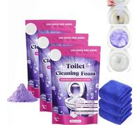 Nettoyant Pour Toilettes, Mousse Nettoyante Pour Toilettes, Poudre Moussante Anticalcaire Améliorée, Toilet Cleaner Pour Toilet Sans Contact, Avec Rag, 100 g (3Set)