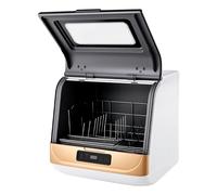 Nettoyant pour vaisselle avec 3 modes de nettoyage, rinçage rapide, rinçage normal, rinçage intensif, lave-vaisselle 3 en 1 (rinçage, séchage et stockage), mini lave-vaisselle, doré