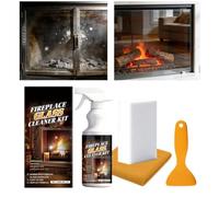 Nettoyant Pour Vitre De Poêle À Bois Agent De Nettoyage Renforcé | Set De Nettoyage Pour Cheminée 150ml Avec Chiffon Pour Surfaces en Acier Brique Pierre Carrelage Marbre Intérieur Extérieur