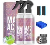 Nettoyant pour vitres à l'acide fou, dissolvant de taches d'eau à l'acide fou, nettoyant pour roues et pneus, multi-usages, dissolvant de film d'huile de verre de voiture pour verre, roues (2, 454 ml)
