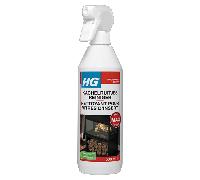 HG nettoyant pour vitres d’insert, 500 ml, Pulvérisateur, Vitre d'insert, Spray HG stove glass cleaner on the surface.