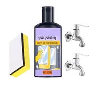 Nettoyant pour vitres de douche - 120 ml - Détachant de film d'huile et de verre avec éponge - Solution de nettoyage pour carrelage de salle de bain, miroir, cuisine et lavabo