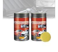 Nettoyant protecteur et lustrant pour tableau de bord intérieur automobile, nettoyant rénovateur de revêtements plastiques intérieurs avec éponge (2PCS)