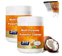Nettoyant puissant polyvalent pour la cuisine, pâte nettoyante à l'huile de noix de coco 3 en 1, dégraissant de cuisine, pour robinets, carreaux, four (2 Pcs)