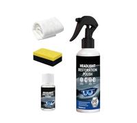 Nettoyant puissant pour phares, restaurateur de lampes automobiles, kit de liquide d'entretien, solution de polissage avec serviette éponge, ensemble de fluide de restauration de lentilles transparent