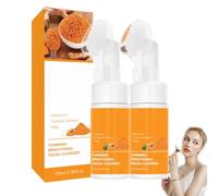 Nettoyant Visage Au Curcuma Avec Brosse, Nettoyant Visage Moussant Au Curcuma Avec Brosse, Nettoyant Visage Exfoliant Et Nettoyant Moussant Au Curcuma, Nettoyage En Profondeur Doux (2 PCS)