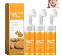 Nettoyant Visage Moussant Au Curcuma Avec Brosse - Exfoliant Éclaircissant Doux Pour Une Propreté Profonde, Gel Exfoliant Éclaircissant Et Régulateur De Sébum - Adapté À Tous Types De Peau (3PCS)