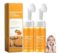 Nettoyant Visage Moussant Au Curcuma Avec Brosse - Exfoliant Éclaircissant Doux Pour Une Propreté Profonde, Gel Exfoliant Éclaircissant Et Régulateur De Sébum - Adapté À Tous Types De Peau (2PCS)