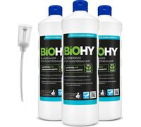 Nettoyant vitres BiOHY pour aspirateur à vitres (bouteille de 3x1l) + doseur | convient à tous les acides pour vitres | assure une brillance éclatante sur toutes les surfaces lisses | pour un nettoyag