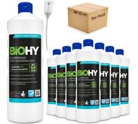 Nettoyant vitres BiOHY pour aspirateur à vitres (bouteille de 9x1l) + doseur | convient à tous les acides pour vitres | assure une brillance éclatante sur toutes les surfaces lisses | pour un nettoyag