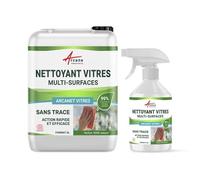 Nettoyant Vitres Écologique Sans Traces - 99% d'Origine Naturelle Certifié Ecocert - Nettoyant Vitres et Miroirs Dégraissant Rapide - ARCANET - 5 L + recharge 500 ml vide - ARCANE INDUSTRIES