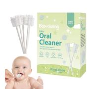 Nettoyer de langue nouveau-né - Masseur de gomme en silicone, bâton d'essuyage | Écouvillon en coton à double couche biologique avec poignée en papier, de nettoyage doux avec étui pour la b