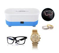 Nettoyeur à ultrasons - Appareil de nettoyage à ultrasons pour lunettes, bijoux, montres, prothèses dentaires - Avec panier pour la maison (bleu)