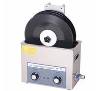 Nettoyeur à ultrasons pour disques vinyles, capacité de 6 L, avec support relevable et nettoyage double face à rotation automatique, comprend 4 lingettes à usage unique.