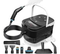 Nettoyeur à vapeur domestique, vaporisateur à main pressurisé de 2500 W pour nettoyage, vaporisateur portable pour détails de voiture, planchers, tapisserie, coulis et cuisine, salle de bain (noir)