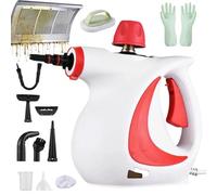 Nettoyeur à Vapeur, Nettoyeur Vapeur à Main de 1050 W, 2,6 à 3,2 Bars, Steam Cleaner Avec Buse Vapeure Orientable à 360° Pour La Maison, La Voiture, Sols, Canapés (Rouge)