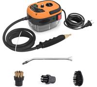 nettoyeur à vapeur portatif 2500W - Machine de nettoyage à vapeur haute pression avec têtes de brosse pour cuisine, meubles, salle de bain & voiture (Orange)