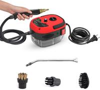 nettoyeur à vapeur portatif 2500W - Machine de nettoyage à vapeur haute pression avec têtes de brosse pour cuisine, meubles, salle de bain & voiture (Rouge)