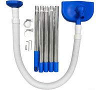 Nettoyeur automatique de piscine avec circulation de l'eau, aspirateur autopropulsé pour feuilles et saleté, design compact avec portée extensible, bleu gris (bleu, 5 sections)