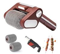 Nettoyeur de barbecue sans fil rechargeable avec rouleau en acier inoxydable, souffleur d'air et lumière LED pour un entretien sans effort du barbecue