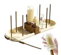 Nettoyeur De Biberon avec Brosses,Brosse à Biberon avec Socle Intégré | Goupillon Laveur avec Égouttoir Qualité Alimentaire pour Voyage en Avion, Croisière, Hôtel et Camping Extérieur