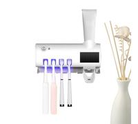 Nettoyeur de brosse à dents intelligent UV - Presse-agrumes automatique de dentifrice 19 x 12,5 x 4,7 cm | Distributeur de stérilisateur mural en matériau PP - Support hygiénique pour dentifrice