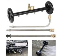 Nettoyeur de châssis à double fonction de 40,6 cm avec adaptateur Karcher, nettoyeur de surface de nettoyeur haute pression, balai à eau de lavage de sous-carrosserie, comprend 3 pièces de rallonge