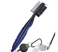 Nettoyeur de club de golf, brosse de golf ergonomique avec ligne Zip-Line rétractable - Accessoire de sport pour terrain de golf, tournoi, vestiaire, sac d'exercice d'intérieur, bleu, voir description