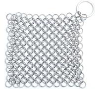 Nettoyeur de Fonte en Acier Inoxydable 4X 4 Pouce Récureur en Cotte de Mailles, Acier Inoxydable Filet Maille Pot Poêle Fonte Nettoyage Brosse,idéale pour Nettoyer la poêle en Fonte,Le Wok,la marmite