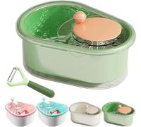 Nettoyeur de fruits et légumes avec couvercle - Portable - Avec passoire et bol - Filière à fruits et passoire avec brosse - Vert