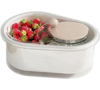 Nettoyeur de fruits - Portable - Avec couvercle - Pour fruits et légumes - Avec passoire et bol - Filière à fruits et passoire avec brosse - Blanc