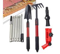 Nettoyeur De Gouttière À Angle Réglable avec Pôle et Raclette de Nettoyage | Kit de Drainage de Toiture Garde-Sol pour l'Entretien Extérieur de la Maison
