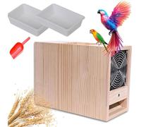 Nettoyeur De Graines D’Oiseau, Machine De Nettoyage avec Double Tiroir, Fendeuse De Coquilles Soufflées en Bois avec Vitesse Réglable, Souffleuse De Céréales électrique pour Perroquets, Pou