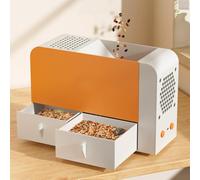 Nettoyeur de graines d'oiseaux électrique et ventilateur à vitesse réglable (5 vitesses), 2 tiroirs et tiroir de rangement de 10 cm, rechargeable et lavable avec affichage numérique pour millet divers