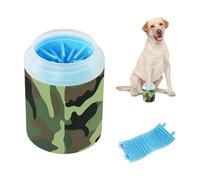 Nettoyeur de pattes de chien portable camouflage vert avec brosse de massage douce, essentiel pour tous les propriétaires d'animaux pour chiens de petite, moyenne et grande race, chats