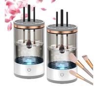 Nettoyeur de pinceaux de maquillage électrique 3 en 1, nettoyeur automatique portable pour pinceaux de maquillage (blanc, 2 pièces)