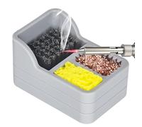Nettoyeur de pointes de fer à souder - Éponge de fil de soudure en laine | Nettoyant pour pointes de bobine en laiton | Nettoyant pour enlever l'étain | Boîte de rangement pour scories en étain |