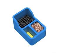 Nettoyeur de pointes de soudure compact en silicone avec brosse métallique intégrée, brosse en cuivre et éponge pour travaux de réparation électronique portable (bleu)