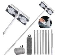 Nettoyeur de Raclette Vitre Kit - Perche telescopique nettoyage - Grattoir de nettoyage 30cm - 3 morceaux de tissu - 3,7m
