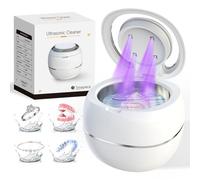 Nettoyeur de retenue à ultrasons, machine de nettoyage pour prothèses dentaires, nettoyeur de garde de nuit, nettoyant de protection buccale (blanc)
